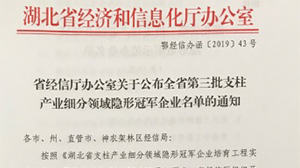 MILANCOM米兰·(中国)官方网站
被认定为“湖北省支柱产业细分领域隐形冠军示范企业”